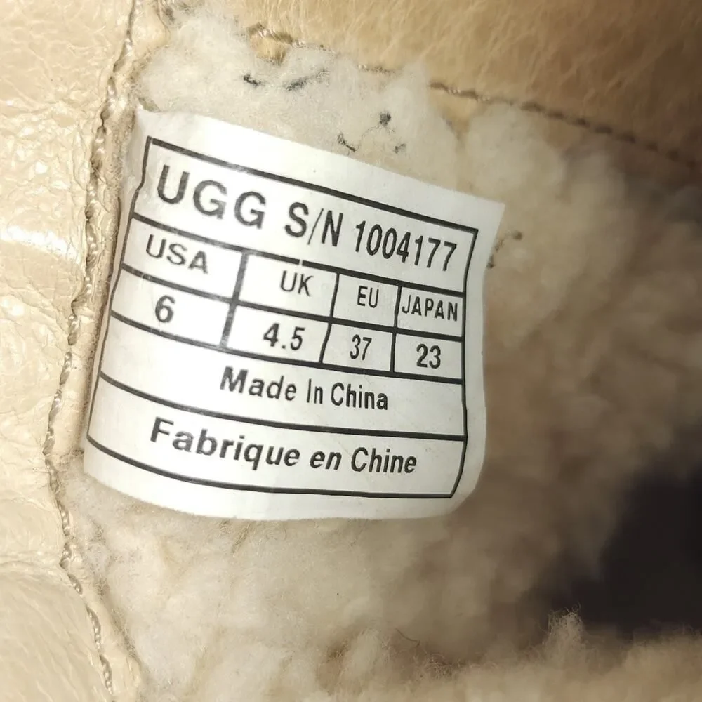 UGG Women's Neevah US6 Brown Leather Sheepskin Lined Side Zip Ankle Boots Bootie